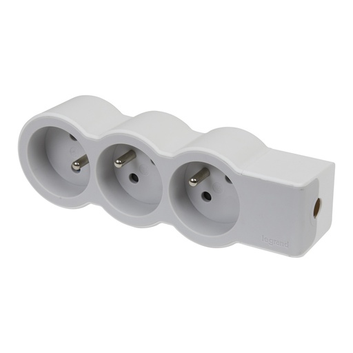 [E3HJD] Legrand Prise Standard 3x2P Avec Terre Sans Cordon Blanc-Gris (Prise européenne) - 049496