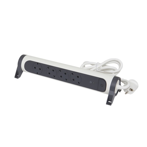 [E3HJR] Legrand Mountable and Rotatable 4-Port Surge Protector with Cord (European Socket) - 694507