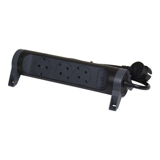 [E3HKC] Legrand Premium 3x2P+A Black Socket With 1.5m Cord (European Socket) - 694528
