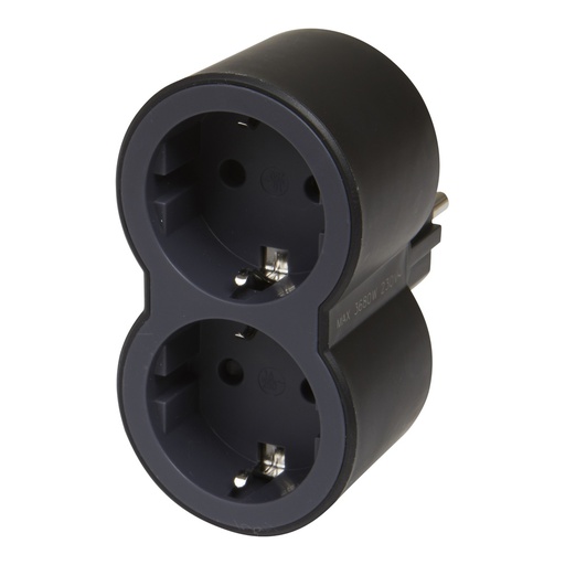 [E3HK3] Legrand Domino 2x2P+A Black Front Side Contact Plug (European Socket) - 694517