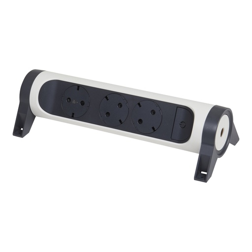 [E3HKU] Legrand Premium 3x2P+A Contactdoos Zonder Snoer Zwart-Wit (Europese Stekkerdoos) - 694543