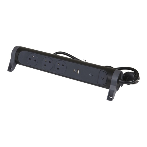 [E3HGZ-X5] Premium USB A+C Steckdosenleiste 3 Ports 1.5m Schwarz (Europäische Steckdose) - 049424 [5 Stück]