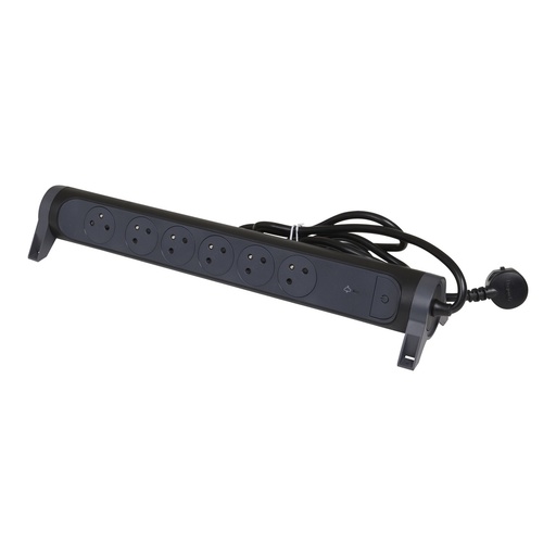 [E3HH2-X5] Legrand Premium Contact Socket With OSB 6x2P Earth Pin 1.5m Black (European Socket) - 049426 [5 Pieces]