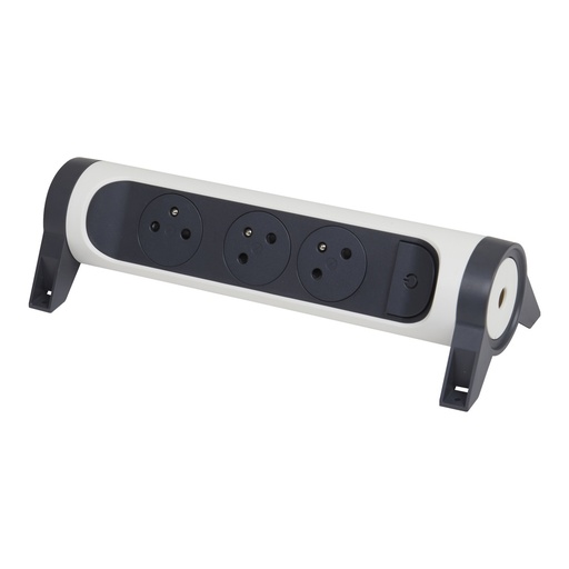 [E3HHP-X5] Legrand Premium 3x2P Socket With Earth Without Cord Black-White (European Socket) - 049464 [5 Pieces]