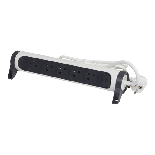 [E3HHK-X5] Legrand Premium Socket 5x2P With Earth And 3m Cord Black White (European Socket) - 049461 [5 Pieces]