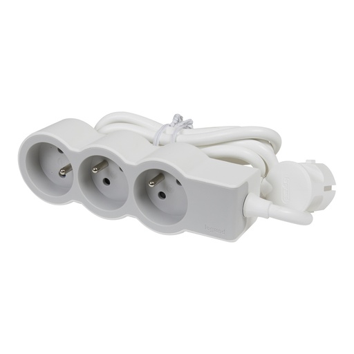 [E3HJ5-X10] Legrand Standard Socket 3x2P with 3m Cable White-Grey (European Socket) - 049488 [10 Pieces]