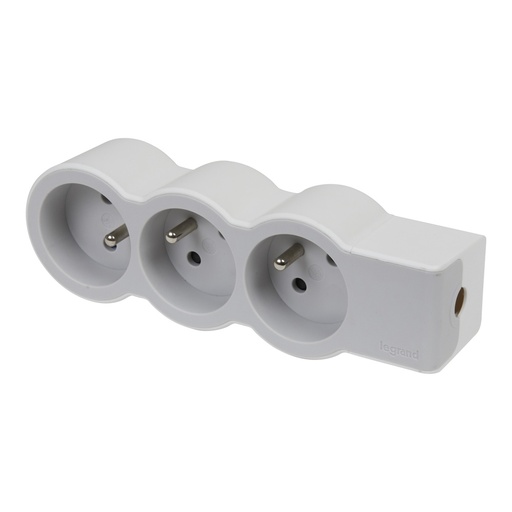 [E3HJD-X10] Legrand Standard Socket 3x2P With Earth Without Cord White-Grey (European Socket) - 049496 [10 Pieces]