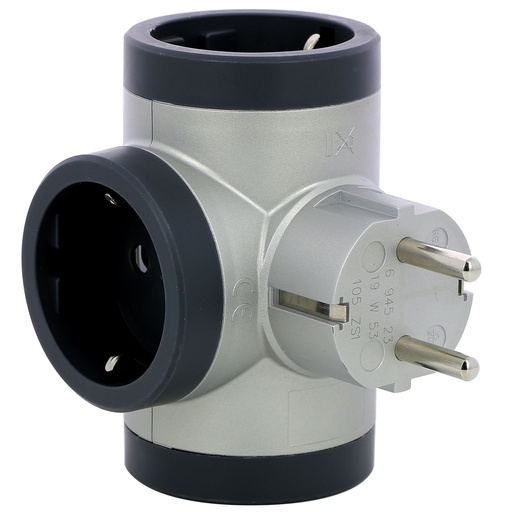[E3HK7-X10] Legrand Dominó Giratorio Premium 3x2P+A Aluminio (Enchufe Europeo) - 694523 [10 Piezas]