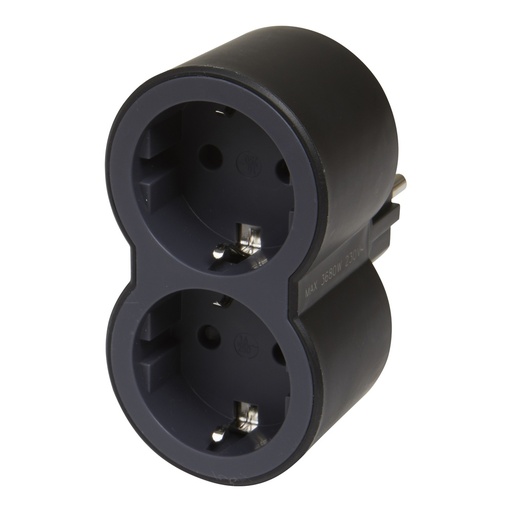 [E3HK3-X10] Legrand Domino 2x2P+A Black Front Side Contact Plug (European Socket) - 694517 [10 Pieces]