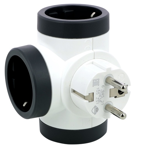 [E3HK5-X10] Legrand Domino 3x2P+A White-Grey Plug Socket (European Socket) - 694521 [10 Pieces]