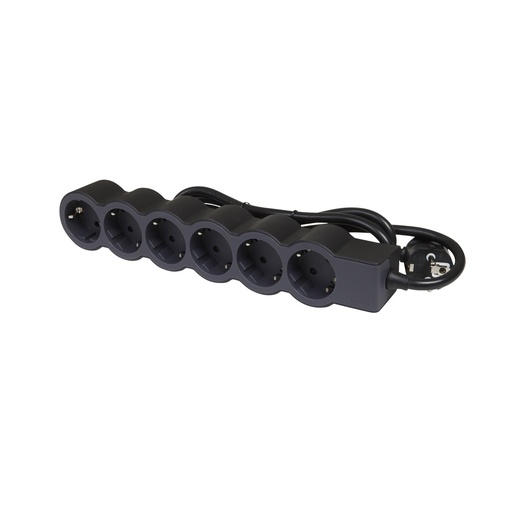 [E3HMB-X10] Legrand Standard Socket 6x2P+A 1.5M Black Cable (European Socket) - 694558 [10 Pieces]