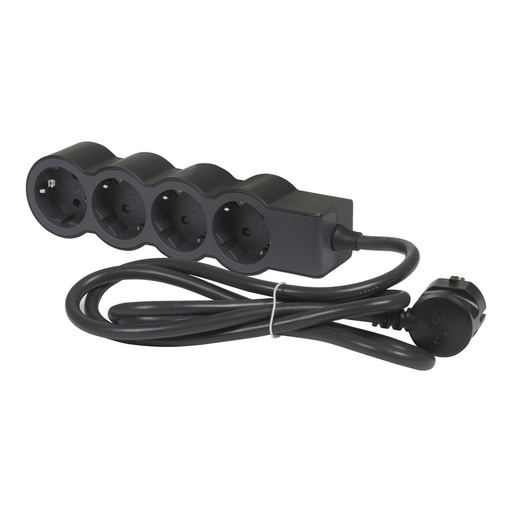 [E3HMF-X10] Legrand Standard Outlet 4x2P+A 3M Cord Black (European Socket) - 694562 [10 Pieces]