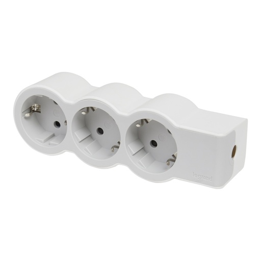 [E3HMT-X10] Legrand Standard Outlet 3x2P+A Without Cord White-Grey (European Socket) - 694573 [10 Pieces]