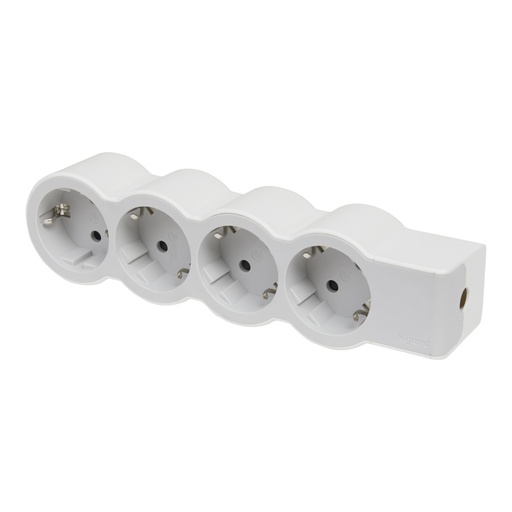 [E3HMV-X10] Legrand Enchufe Estándar 4X2P+A Sin Cable Blanco-Gris (Enchufe Europeo) - 694575 [10 Piezas]