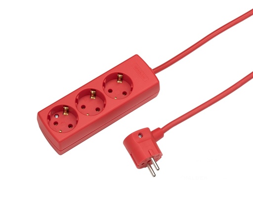 [E3M2N-X10] Martin Kaiser 3-Way 45 Degree Red Socket With 3M Cable (European Socket) - 1047ZL3-15W/RT [10 Pieces]