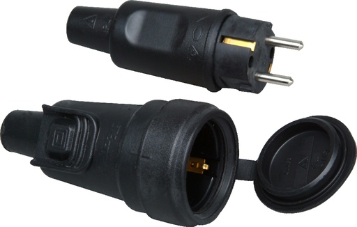 [E3MJC-X2] Kopp Enchufe Y Conector De Goma IP44 Negro - 190716017 [2 Piezas]
