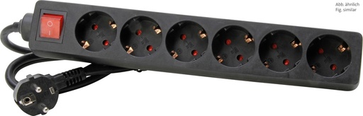 [E3MWR-X10] Kopp 6V Switched Power Strip With 1.4m Cord Black - 120915006 [10 Pieces]