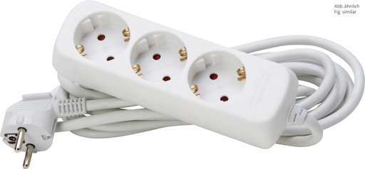 [E3MWZ-X10] Kopp 3-Way Artic White Table Socket With 5m Cord - 128690659 [10 Pieces]