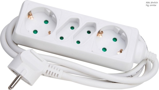 [E3MWU-X20] Kopp 4-Way Arctic White Socket Plug With Cord - 125902018 [20 Pieces]