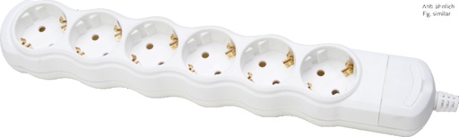 [E3MX2-X5] Kopp 6-Outlet White Socket Strip Without Cord - 129401009 [5 Pieces]