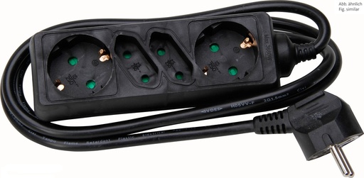 [E3MWV-X20] Kopp 4-Way Socket With Grounding Plug Black 1 Piece - 125905011 [20 Pieces]