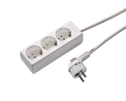 [E3R24-X10] Martin Kaiser 3-Way Socket With 3m Earthing Cable Arctic White (European Socket) - 1030ZL3-15W/kws [10 Pieces]