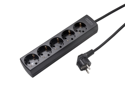 [E3R26-X10] Martin Kaiser 5-Way Black Socket With Cable 3M (European Socket) - 1065ZL3-15W/sw [10 Pieces]