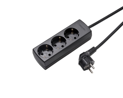 [E3R2M-X10] Martin Kaiser 3-Way Socket 45 Degree With Grounding Contact And 3m Cable Black (European Socket) - 1047ZL3-15W/sw [10 Pieces]