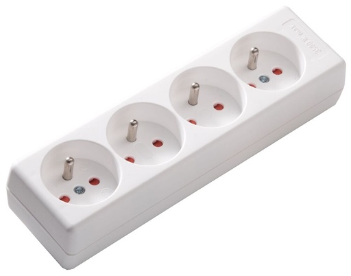 [E3R7S-X20] Martin Kaiser 4-Way Socket 90 Degree Earthing Pin and Shutter Arctic White (European Socket) - 041K/kws [20 Pieces]
