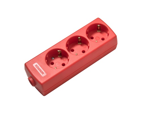 [E3R7W-X40] Martin Kaiser 3-Way Red Socket Combination With Earthing Contact (European Socket) - 1047/rt [40 Pieces]