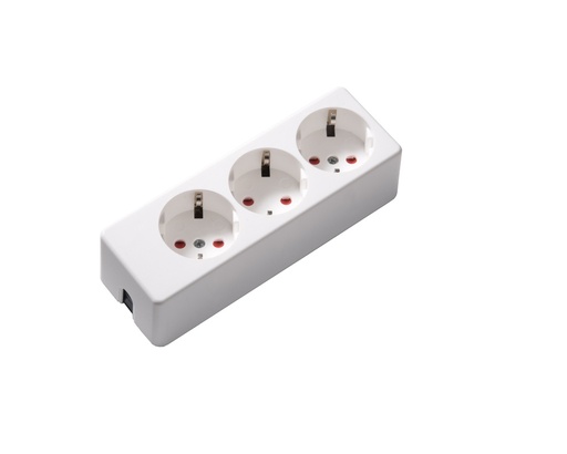 [E3RCY-X40] Martin Kaiser 3-Way Socket With Shutter Arctic White (European Socket) - 1034K/kws [40 Pieces]