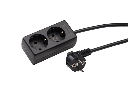 [E3RHA-X10] Martin Kaiser Enchufe de 2 vías con toma de tierra Cable de 3 m Negro (Enchufe Europeo) - 1020ZL3-15W/sw [10 Piezas]
