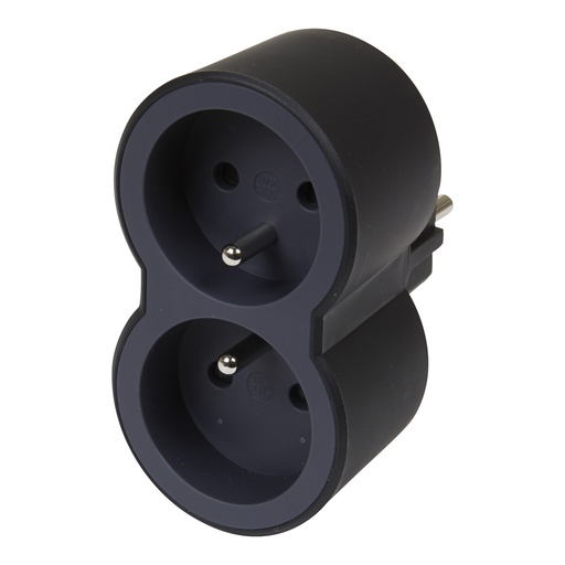 [E3HH5-X10] Beinrand Domino Plug 2x2P mit Boden schwarz (Europäische Steckdose) - 049432 [10 Stück]