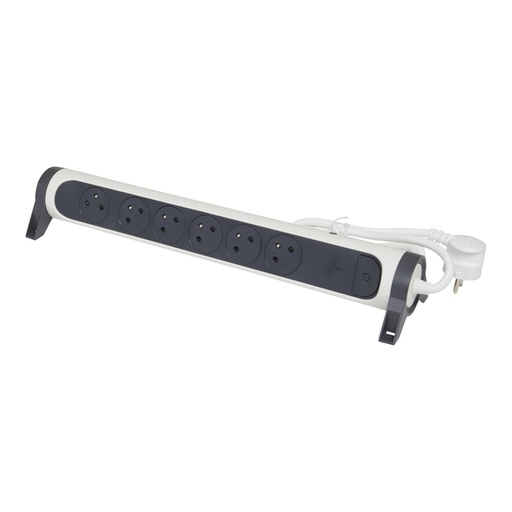[E3HH7-X5] Legrand Premium Automatisch Stopcontact 6x2P Met Randaarde 1,5m Zwart-Wit (Europese Stekkerdoos) - 049441 [5 stuks]