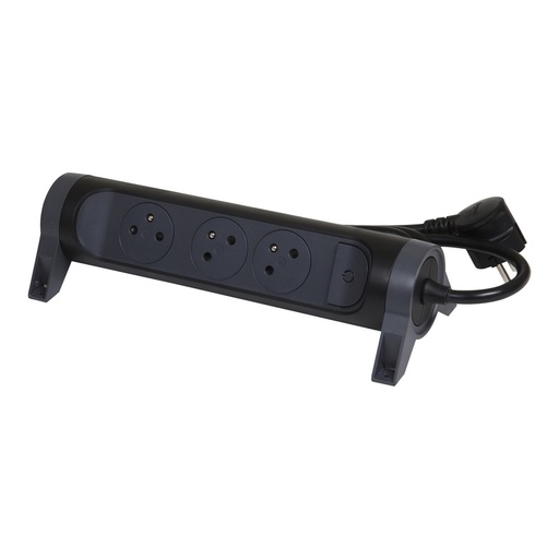 [E3HH9-X5] Legrand Premium 3x2P Steckdose mit 1,5m Kabel - Schwarz (Europäische Steckdose) - 049445 [5 Stück]
