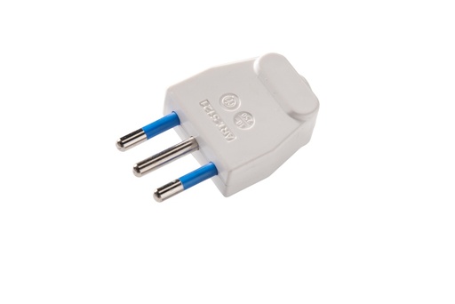 [E3QYM-X50] Martin Kaiser Italian Plug 10 Amp Type L With Earthing Contact White - 851/ws [50 Pieces]