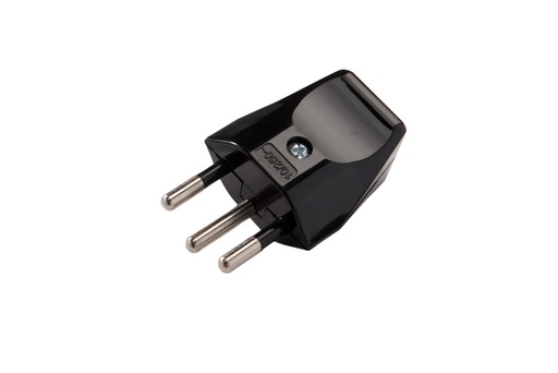 [E3QZB-X100] Martin Kaiser Schweizer Stecker Typ 12/10 Ampere mit Erdungskontakt Schwarz - 521N/SW [100 Stück]