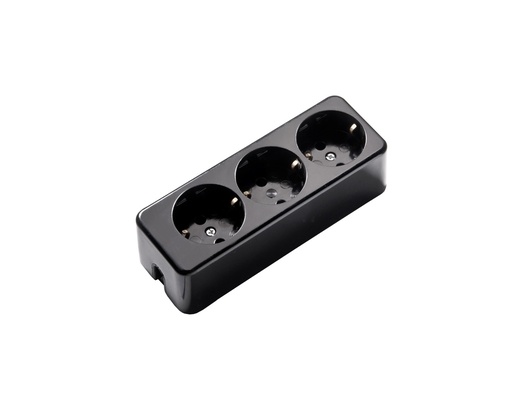 [E3R4Q-X25] Martin Kaiser Black 3-Way Socket Earthing Contact Thermo Material (European Socket) - 638/sw [25 Pieces]