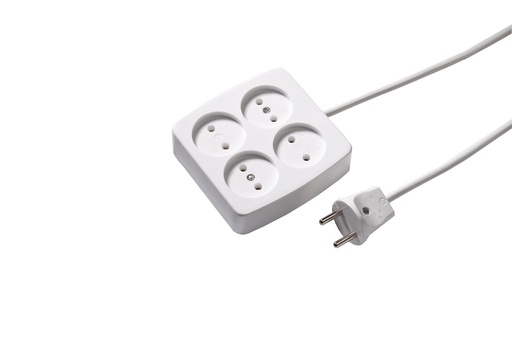 [E3RMT-X10] Martin Kaiser 4-Way Unearthed Socket With Cable 1.5m White (European Socket) - 510ZL/15/kws [10 Pieces]