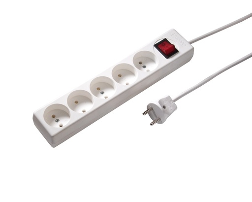 [E3RMV-X10] Martin Kaiser 5-Way Unearthed Socket With Switch And 1.5M Cable - 1051ZL/15/kws [10 Pieces] (Prise à 5 voies avec interrupteur et câble de 1,5 m)