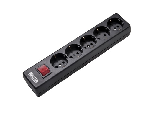 [E3R3N-X15] Martin Kaiser 5-Way 90 Degree Socket with Earthing Switch Black (European Socket) - 1050/sw [15 Pieces]