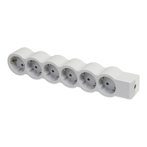 [E3HMZ-X10] Legrand Standard Socket 6x2P+A Without Cord White-Gray (European Socket) - 694579 [10 Pieces]