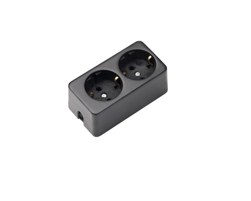 [E3R6U-X15] Martin Kaiser MK 2-Way Black Socket With Earthing Contact (European Socket) - 537/sw [15 Pieces]