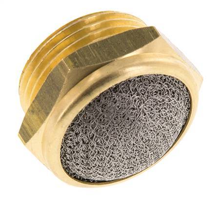[P2B89] G3/4'' Brass Compact Pneumatic Muffler 1.4301 Wire Mesh