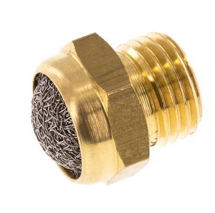 [P2B86] Silencieux Pneumatique Compact en Laiton G1/4'' 1.4301 Maille Métallique