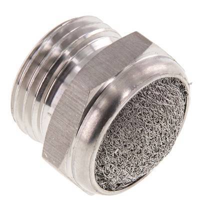 [P2B8P] G1/2'' Stainless Steel Compact Pneumatic Muffler 1.4301 Wire Mesh