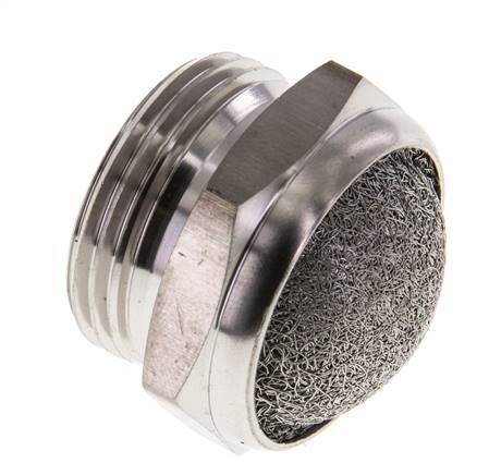 [P2B8Q] G3/4'' Stainless Steel Compact Pneumatic Muffler 1.4301 Wire Mesh