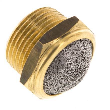[P2B92] NPT 3/4'' Brass Compact Pneumatic Muffler 1.4301 Wire Mesh