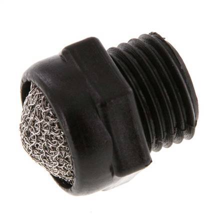 [P2B8T] G1/4'' PA Kompakter Druckluft Schalldämpfer 1.4301 Drahtgeflecht