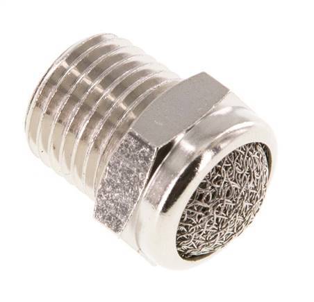 [P2B95] NPT 1/4'' Nickel-Plated Brass Compact Pneumatic Muffler 1.4301 Wire Mesh